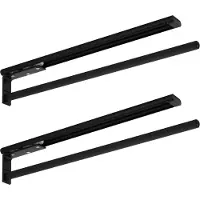 Sotech 2 stuks Aluminium Handdoekhouder TED 1-armig zwart mat (450 - 730 mm, uitschuifbaar) Telescopisch handdoekhouder voor badkamer of keuken