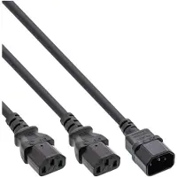 InLine 2x C13 - C14 Y-stroomkabel - 3,00m + 2x 2,00m - 3x 1,00mm / zwart - 5 meter