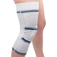 Bort StabiloGen Eco – Compressie Kniebrace Kniebandage met Drukkussens Knieklachten Gonartrose - Maat: 4 (D 37-41cm / F 44-48cm) – Kleur: Zilver