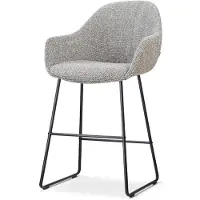 Nolon Nino-Mae Barkruk Grijs Blend - Zwart Onderstel - 65 Cm - Japandi - Barstoel - Armleuning