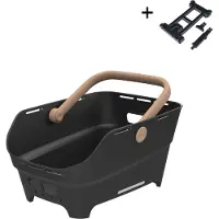 Basil Cento Neo - fietsmand achter- incl. voor gemonteerde MIK Adapterplaat - zwart-gerecycled kunststof - 21L - geïntegreerde anti-slipmat - reflectiedetails