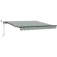vidaXL Uitschuifbare luifel Groen en Wit 350 x 250 cm Polyester
