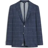 BOSS Slim-fit colbert van geruite stretchjersey Maat 52