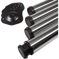 Sotech 4 stuks Tafelpoten hoogte 820 mm Ø 76 / 80 mm geborsteld staal belastbaar tot 300 kg (75 kg per stuk) met 32 mm hoogteverstelling