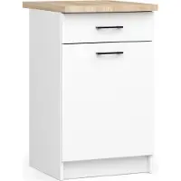 Akord Keukenkast modulaire OLIWIA S50 met Verkblad / Onderkast met 1 Deur en 1 Lade / Furniture Factory / Wit / 50 x 85 x 46 cm