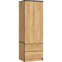 Akord Kledingkast STAR S60 met 2 Deuren en 2 Lades / Furniture Factory / Craft Eik / 60 x 180 x 51 cm