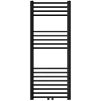 LuxeBath Badkamerradiator met middenaansluiting 500x1200 mm zwart mat gebogen met universele aansluitset