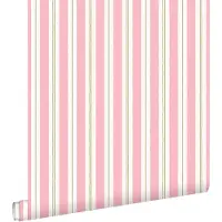 ESTAhome behang strepen roze en groen - 50 x 900 cm - 131964