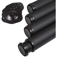 Sotech 4 stuks Tafelpoten Hoogte 710 mm Ø 80 mm staal met zwart oppervlak belastbaar tot 300 kg (75 kg per stuk) Bureaupoten met 32 mm hoogteverstelling