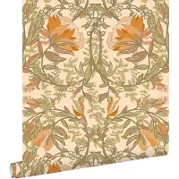 ESTAhome behang vintage bloemen in art nouveau stijl groen, oranje en beige - 50 x 900 cm - 131697