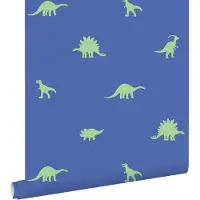 ESTAhome behang dinosaurussen blauw en groen - 50 x 900 cm - 131799