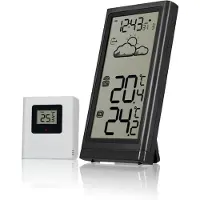Ren Weerstations - Weerstation Met Buitensensor - Weerstation Met Buitensensor - Weerstation Draadloos Binnen Buiten - Weerstation Binnen en Buiten - Zwart - 9cm x 16cm x 2cm