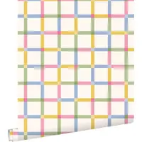 ESTAhome behang geblokt motief roze, groen, blauw en geel - 50 x 900 cm - 132059