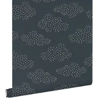 ESTAhome behang wolkjes vergrijsd donker blauw - 50 x 900 cm - 139980