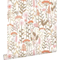 ESTAhome behang veldbloemen terracotta en roze - 50 x 900 cm - 131552
