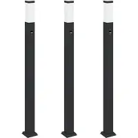 vidaXL Bolderverlichting met sensor 3 stuks 110 cm Zwart IP44