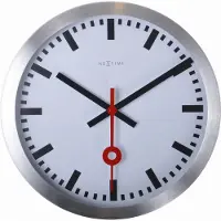 Nextime Station – Wandklok/Tafelklok – 19 cm – Geborsteld Aluminium – Wit
