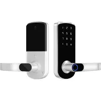 INF Slim Deurslot Vingerafdruk Tuya - TTLock Bluetooth Biometrische Sleutelloze Toegang voor Huis, Appartement, Hotel, School Silver