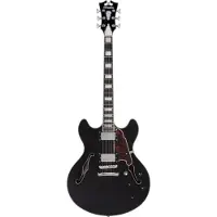 D'angelico Premier DC Black Flake Stopbar semi-akoestische gitaar met gigbag