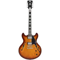 D'angelico Premier DC Dark Iced Tea Burst Stopbar semi-akoestische gitaar met gigbag