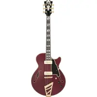 D'angelico Deluxe SS Stairstep Trans Wine semi-akoestische gitaar met koffer
