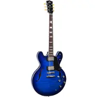 Sigma guitars HBA-102H-TBB Semi-Hollow Humbucker blue semi-akoestische gitaar + case