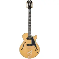 D'angelico Deluxe SS Baritone Satin Honey semi-akoestische bariton gitaar