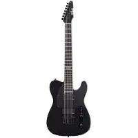 ESP E-II T-B7 Baritone Black Satin 7-snarige elektrische gitaar met koffer