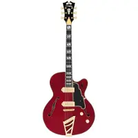 D'angelico Excel 59 Trans Cherry semi-akoestische gitaar met koffer