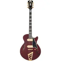 D'angelico Deluxe SS Baritone Satin Trans Wine semi-akoestische bariton gitaar