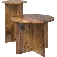 vidaXL Bijzettafelset met opslag 2 pcs Oud hout Bewerkt hout