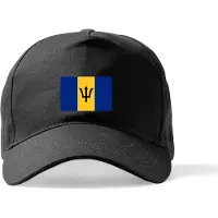 Beechfield Zwarte Pet met Wereldvlaggen, land Barbados klittenbandsluiting