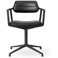 Vipp 453 Swivel Chair With Feet Black/ - Bureaustoelen Leer Black Leather - 45304G04