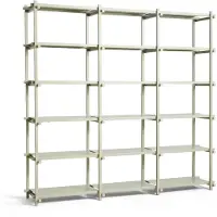 HAY Kast Woody Shelving Smokey Grey Beech Frame 2.0 Smokey Grey Steel Shelves High
