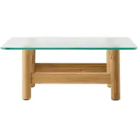 Audo Copenhagen Brasilia salontafel 100x100 cm Natural oak-clear glass