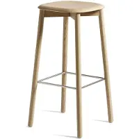 HAY Barstoel Soft Edge82 Water-Based Lacquered Solid Oak 4 Leg Base Stainless Steel Footrest H75