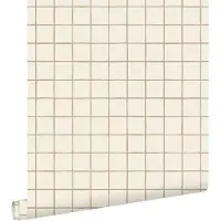 ESTAhome behang geblokt motief beige en bruin - 50 x 900 cm - 131929