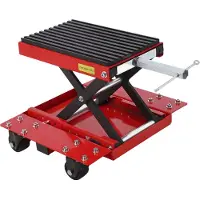 Happiq Motorfiets Lift 544 kg ATV lift 544 kg - Voor Garage & Werkplaats - Stalen Brede Dek Schaarlift met Dolly en Handslinger - ATV & Fietsen - motorlift - Rood