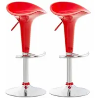 CLP Saddle Set van 2 barkrukken - Verstelbaar - Voetsteun - Kunststof - rood