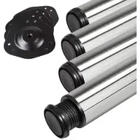 Sotech 4 stuks Tafelpoten Hoogte 870 mm Ø 76 / 80 mm echt geborsteld roestvrij staal belastbaar tot 300 kg (75 kg per stuk) met 32 mm hoogteverstelling