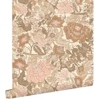 ESTAhome behang vintage bloemen zacht roze, bruin en taupe - 50 x 900 cm - 131191