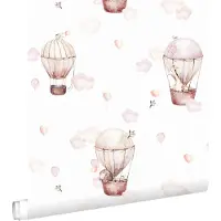 ESTAhome behang luchtballonnen licht roze en beige - 50 x 900 cm - 131091