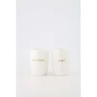 Zusss Set Van 2 Koffiemokken Coffee & Love - Verjaardag - Cadeau Dames Keramiek Wit/Goud