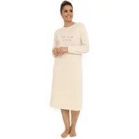Beeren Cocodream velours nachthemd dames - Dots - Warm winter nachtjaon - Creme / XL