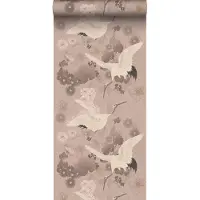 ESTAhome behang kraanvogels grijs roze - 50 x 900 cm - 139582