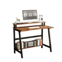 Happiq Computerbureau 80 cm met Monitorstandaard - Gaming & Thuiskantoor Bureau - Bruin