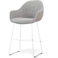 Nolon Nino-Mae Barkruk Grijs Blend - Wit Onderstel - 65 Cm - Barstoel - Armleuning - Comfortabel