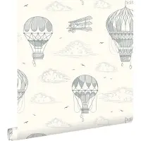 ESTAhome behang luchtballonnen grijs wit - 50 x 900 cm - 139716