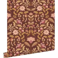 ESTAhome behang vintage bloemen mauve paars en groen - 50 x 900 cm - 131895