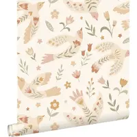 ESTAhome behang bloemen en vogels beige - 50 x 900 cm - 131754